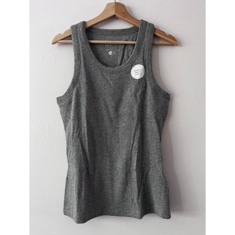 Papinelle Milla Rib Shelf Bra Tank Grey size large NWT - Picture 4 of 11